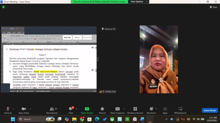 Kemenkum Sulsel Harmonisasi Rancangan Perubahan Perbup Beasiswa Luwu Timur