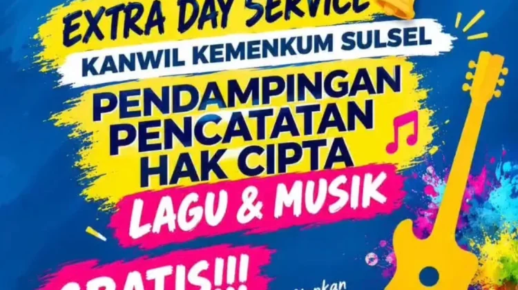 Kemenkum Sulsel Buka Layanan Pencatatan Hak Cipta Lagu/Musik di Akhir Pekan