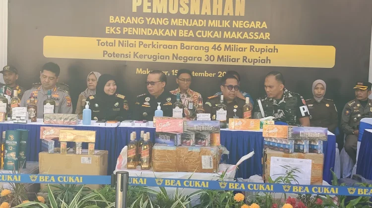 Bea Cukai Makassar Musnahkan Barang Ilegal Senilai Rp46 Miliar