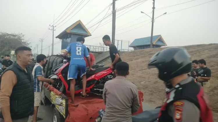 Tim Gabungan Polresta Gowa Tertibkan Balap Liar di Barombong
