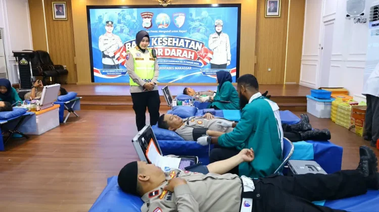 Polrestabes Makassar Gelar Donor Darah Peringati Hari Lalu Lintas Bhayangkara
