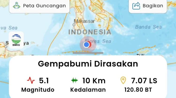 Gempa Magnitudo 5,1 Guncang Selayar, Warga Jampea Berhamburan Keluar Rumah