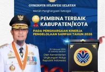 Gubernur Sulsel Terima Penghargaan Pembina Terbaik Pengelolaan Sampah