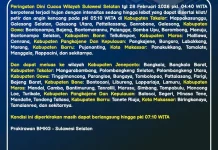Prakirakan Hujan Ringan Berpotensi Terjadi di  Sulsel Sabtu 28 Februari 2026