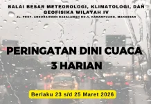 Waspada Potensi Hujan Lebat di Sulsel Tiga Hari Kedepan