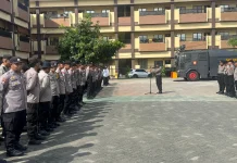 Polres Dowa Asah Formasi dan Kekompakan lewat Latihan Dalmas Rutin