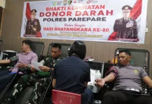 Bersatu dalam Aksi Kemanusiaan, Personel TNI dan Polri di Parepare Donor Darah