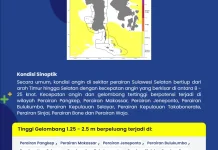 Angin Kencang Picu Gelombang hingga 2,5 Meter di Perairan Sulsel