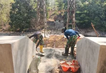 TNI Bangun Jembatan Gantung Buakkang Gowa, Capai Progres 88 Persen