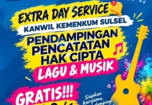 Kemenkum Sulsel Buka Layanan Pencatatan Hak Cipta Lagu/Musik di Akhir Pekan