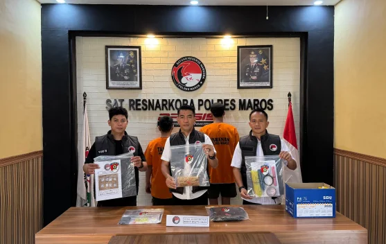 Polres Maros Sita 421 Gram Sabu, Dua Bandar Ditangkap di Mandai