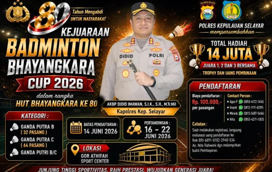 Kejuaraan Badminton Bhayangkara Cup 2026 Siap Digelar di Selayar