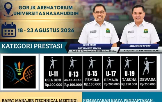Kejurprov Bulutangkis Sulsel 2026 Diikuti 24 Kabupaten dan Kota