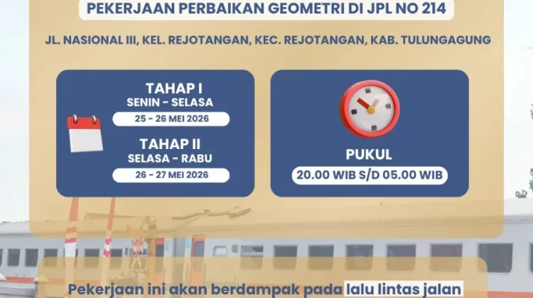 Perbaikan Perlintasan Rejotangan Dimulai, Pengendara Diminta Cari Jalur Alterna