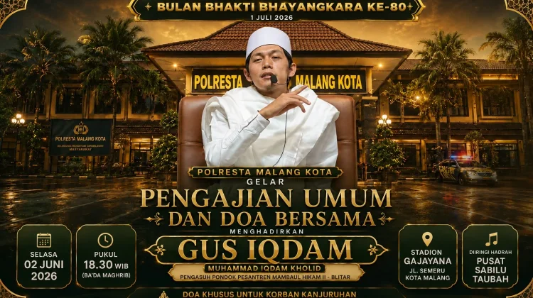 Sambut Bulan Bhakti Bhayangkara ke-80, Polresta Malang Kota Hadirkan Gus Iqdam