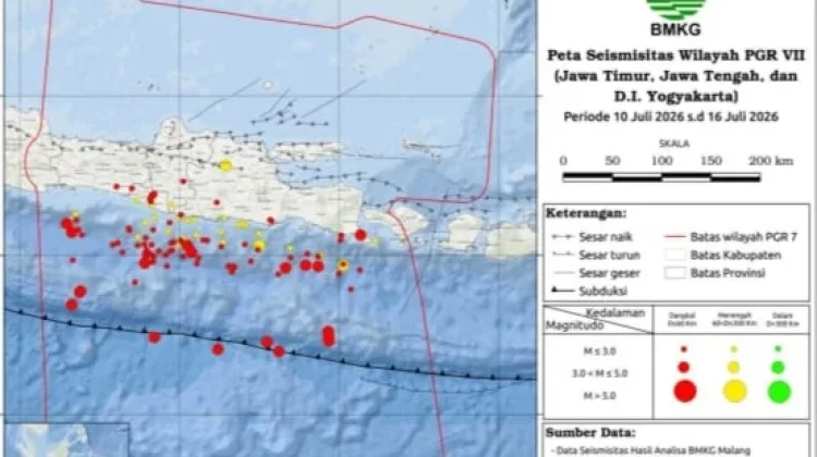 Gempa di Jawa Timur Capai 127 Kali pada Periode 10-16 Juli