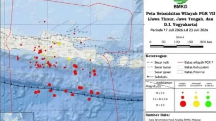 Sepekan, BMKG Geofisika Malang Catat 121 Gempa Guncang Jatim