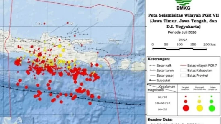 Stasiun Geofisika Malang Catat 623 Gempa Guncang Jatim Selama Juli 2026