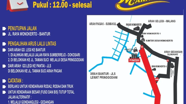 Karnaval Budaya Wonokerto, Akses menuju Pantai Balekambang Dialihkan sementara