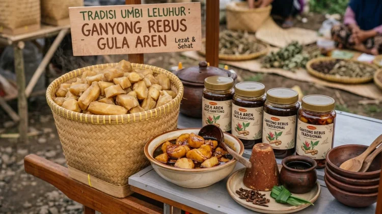 Ganyong Rebus Saus Gula Aren Jadi Sajian Umbi Tradisional