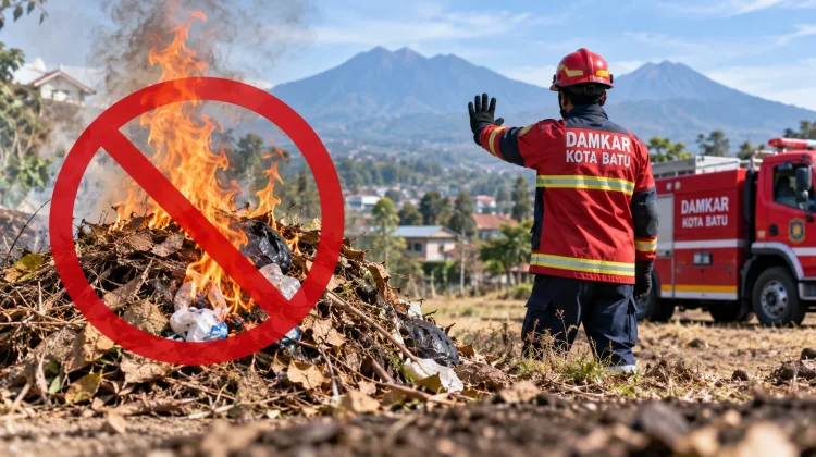Damkarmat Kota Batu Ingatkan Warga Bahaya Bakar Sampah saat Kemarau