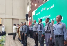 Plt Wali Kota Batu Kukuhkan Pengurus Satgas Linmas