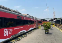 Sambut HUT RI, Livery Merah Putih Warnai KA Gajayana di Stasiun Malang