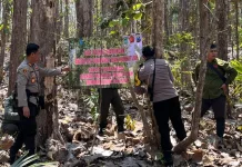 Polres Malang Pasang Peringatan Sanksi Pidana Pembakar Hutan di Kawasan Bantur
