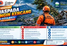 BPBD Kota Batu Imbau Warga Waspada Potensi Angin Kencang dan Cuaca Ekstrem