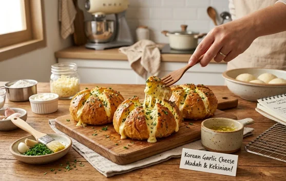 Korean Garlic Cheese Bread Kekinian Mudah Dibuat di Rumah