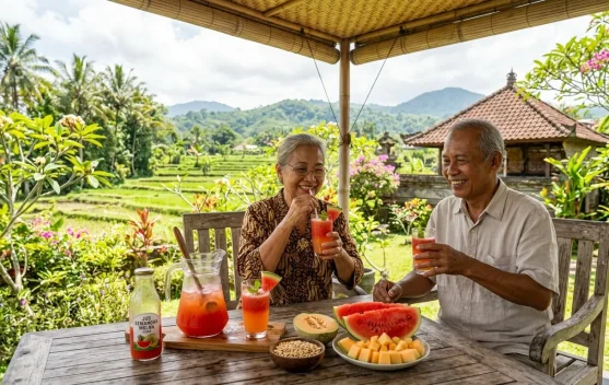 Jus Semangka Melon Segar Jadi Minuman Buah untuk Lansia