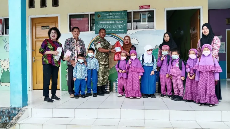 TK Nurul Iman Terima Bantuan Masker Gratis dari Desa Tanjung Lapang