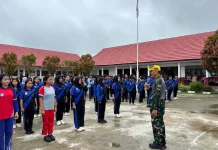 Yonif Khusus 614/RJP Latih PBB Siswa Baru SMAN 3 Malinau pada MPLS TA 2026/2027
