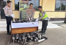 Polres Malinau Tindak Knalpot Brong, 35 Unit Dimusnahkan
