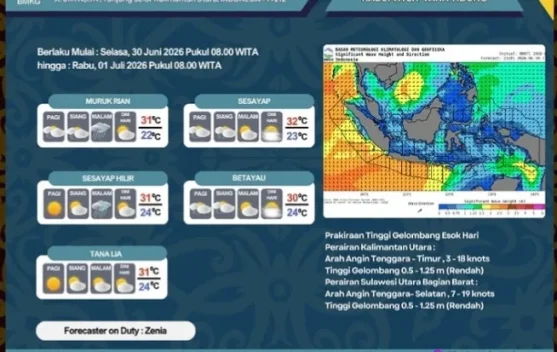 Tana Tidung Berpotensi Hujan Ringan di Malam Hari