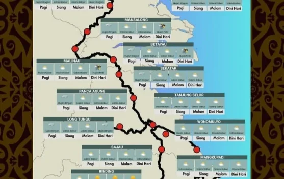 Prakiraan Cuaca Jalur Transportasi Darat Kaltara-Timur, Berpotensi Hujan