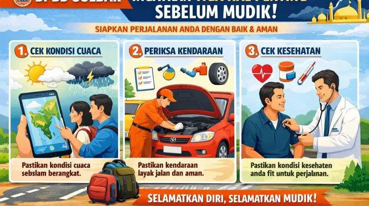 BPBD Sulbar Ingatkan Tiga Hal Penting sebelum Mudik