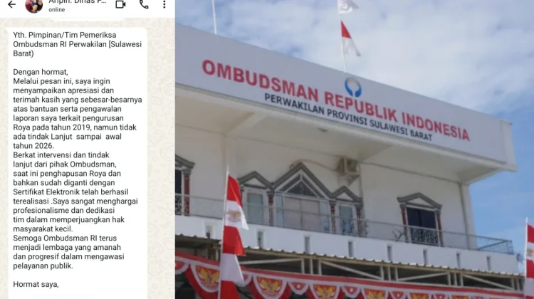 Laporan Roya 2019 di BPN Mamuju Tuntas, Warga Apesiasi Ombudsman Sulbar