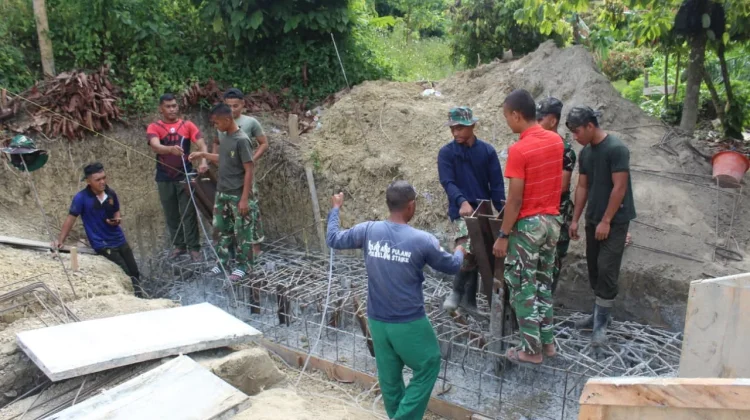 Kodim 1427/Pasangkayu Bangun Jembatan Gantung Perintis Garuda di Sungai Salu Pata