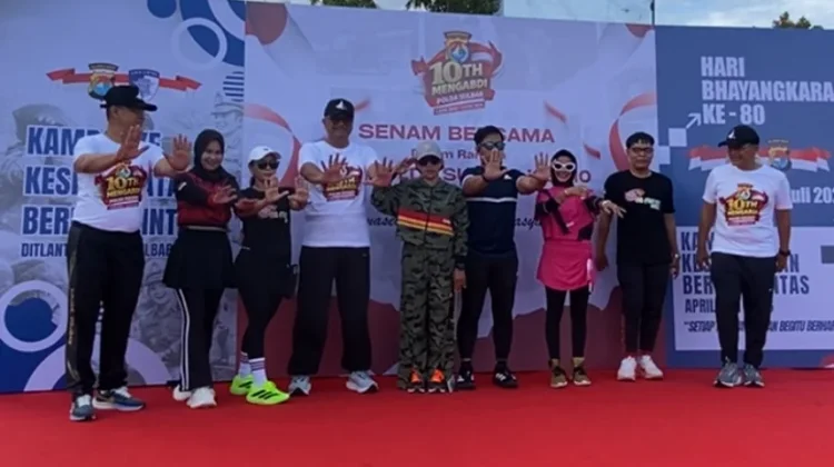 Satu Dekade Pengabdian, Polda Sulbar Gelar Senam Bersama dan Cek Kesehatan Gratis