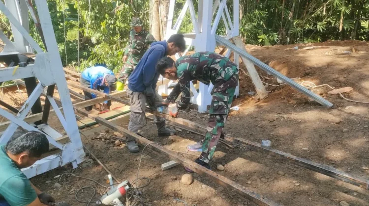 Kodim 1418 Mamuju Percepat Pembagunan Jembatan Garuda di Desa Pati’di