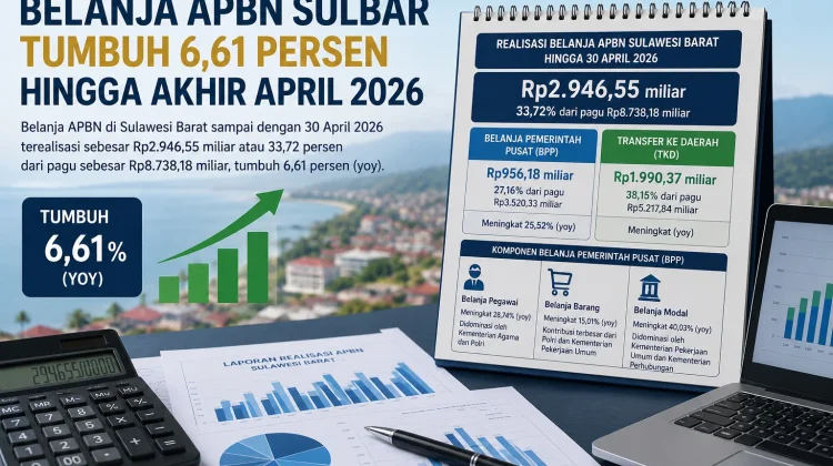 Belanja APBN Sulbar Tumbuh 6,61 Persen hingga Akhir April 2026