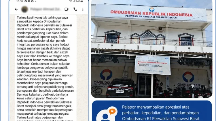 Laporan Ijazah Tuntas, Pelapor Sampaikan Terima Kasih kepada Ombudsman Sulbar