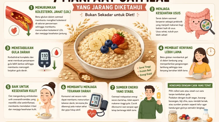 Tujuh Manfaat Oatmeal yang Jarang Diketahui, Bukan Sekadar untuk Diet