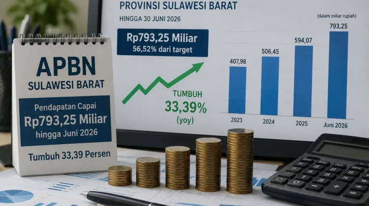 Pendapatan APBN Sulbar hingga Juni Capai Rp793,25 Miliar