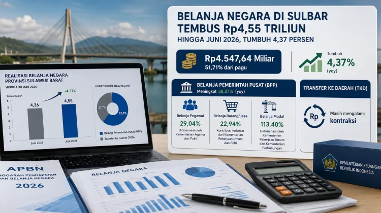 Belanja Negara di Sulbar Capai Rp4,55 Triliun hingga Juni 2026