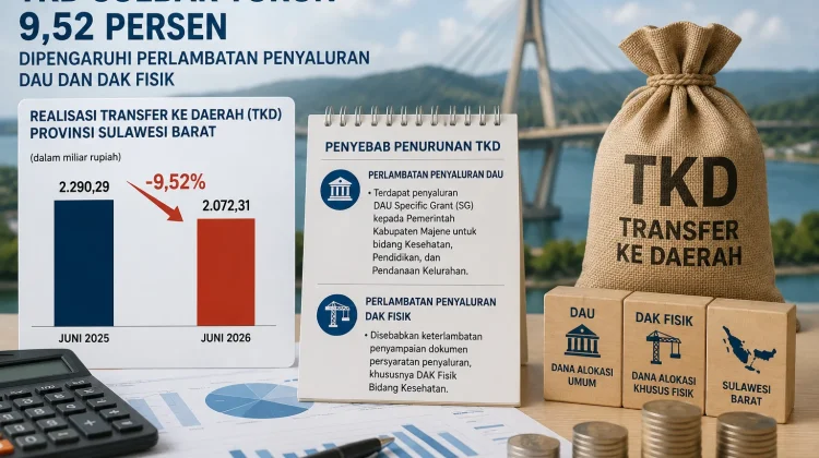 TKD Sulbar Turun 9,52 Persen, Dipengaruhi Perlambatan Penyaluran DAU dan DAK Fisik