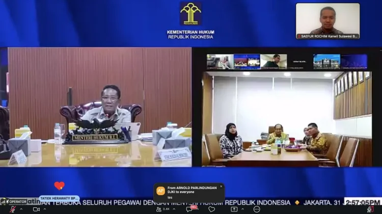 Ikuti Town Hall Meeting, Kemenkum Sulbar Perkuat Sinergi Internal Kemenkum