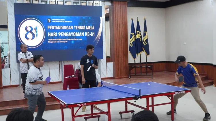 Semarak Hari Pengayoman, Kemenkum Sulbar Gelar Perlombaan Tenis Meja