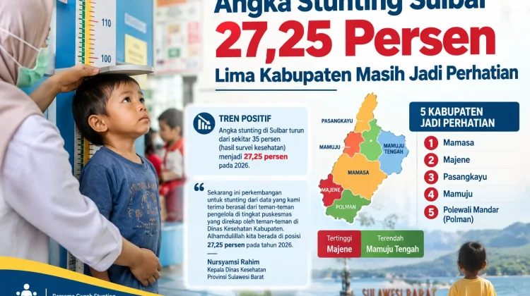 Angka Stunting Sulbar 27,25 Persen, Lima Kabupaten Masih Jadi Perhatian